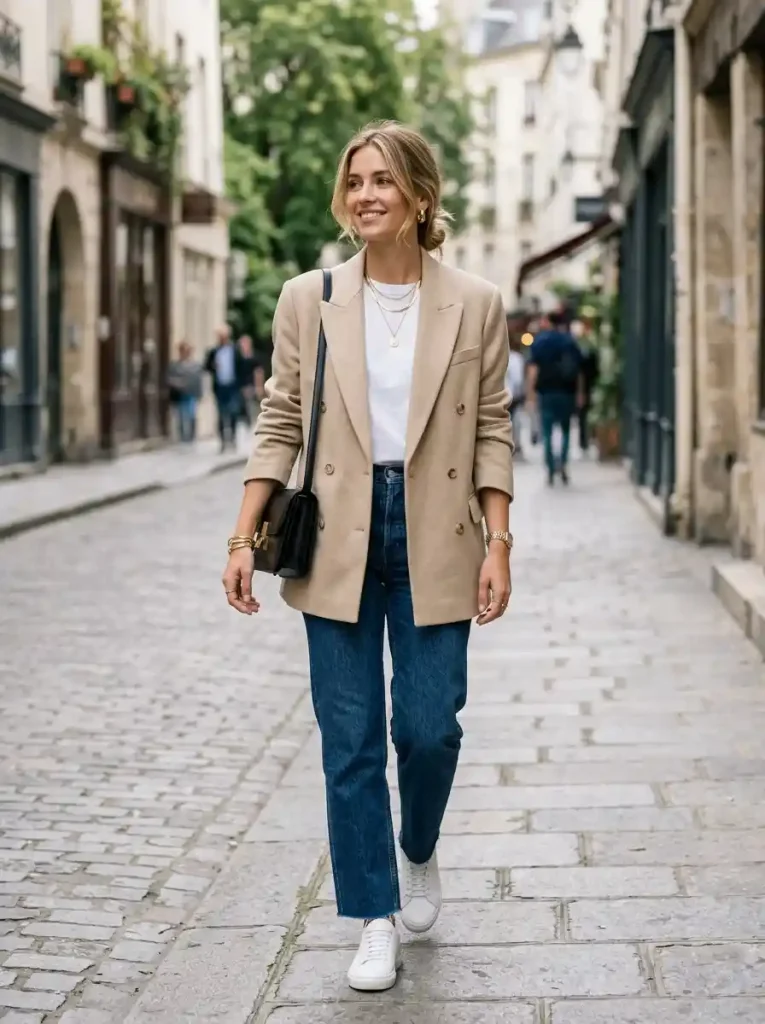 5. Oversized Blazer and Straight-Leg Jeans