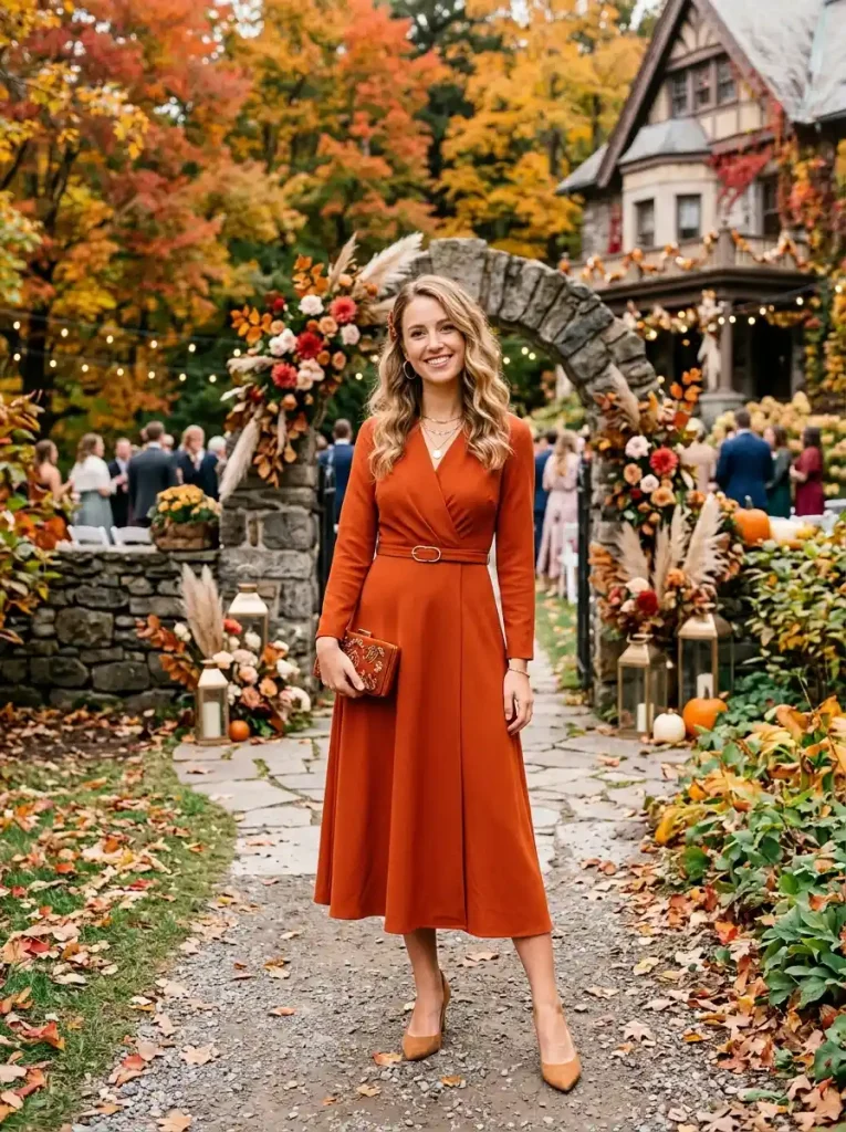 9-Fall Wedding Guest Outfit Idea