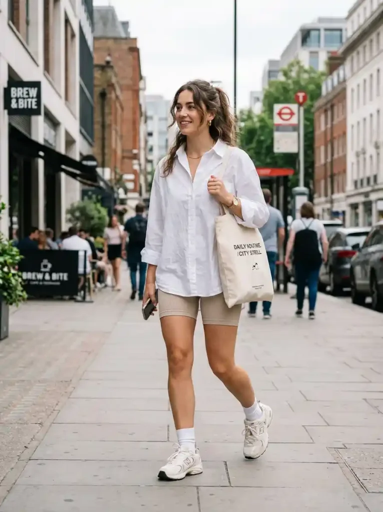 9. Oversized Shirt and Bike Shorts