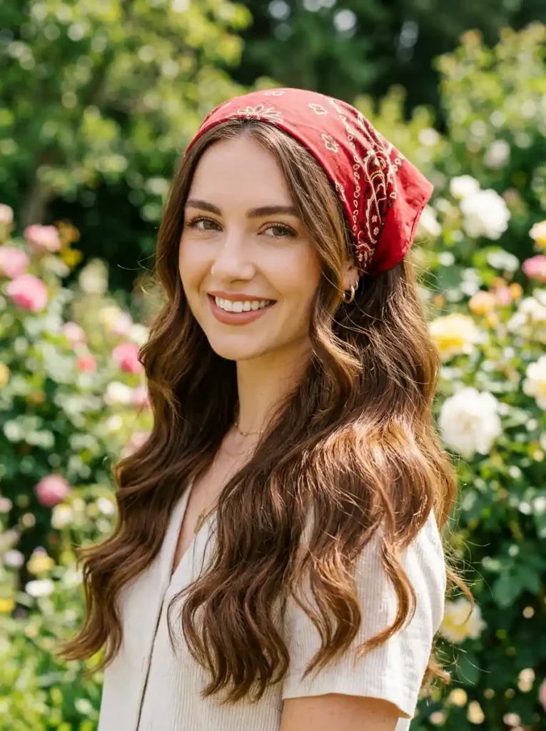 1. Classic Triangle Bandana Hairstyles for Long Hair