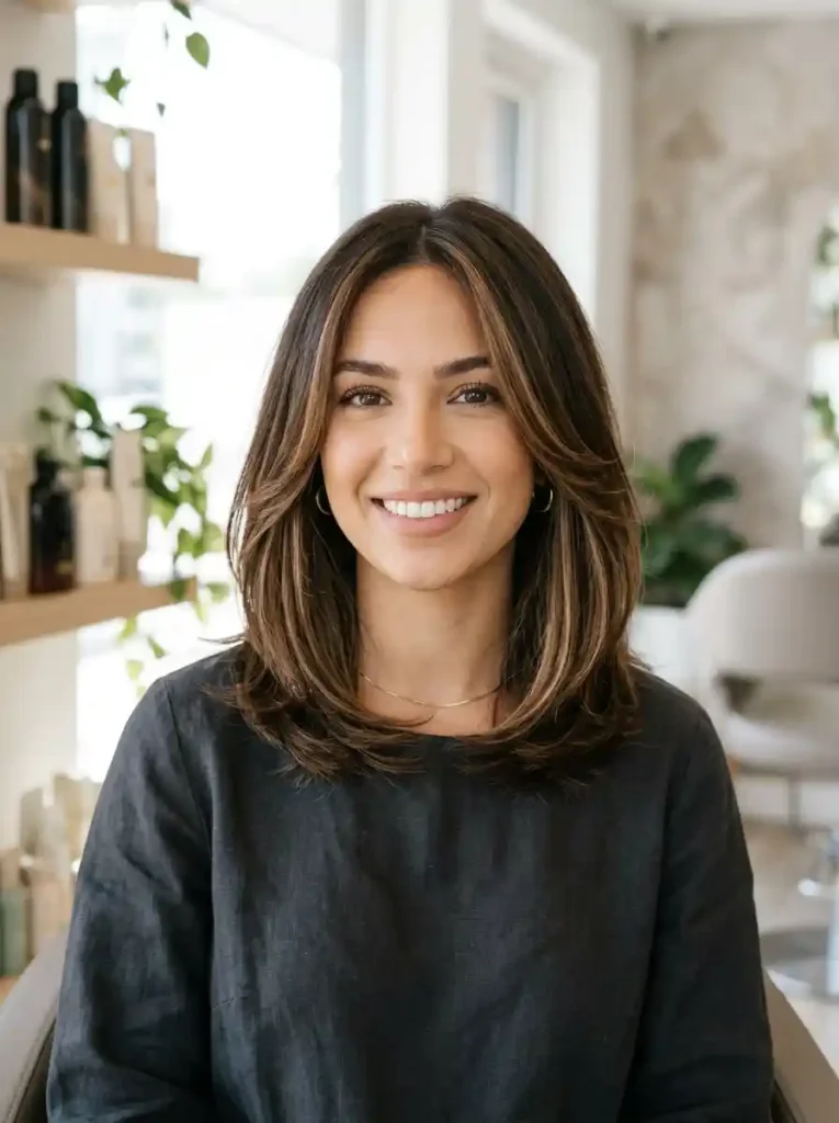 1. Layered Lob Mid-Length Haircuts