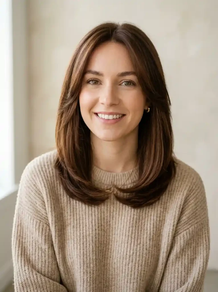 1. Long Layered Lob Haircuts to Make Your Face Look Thinner