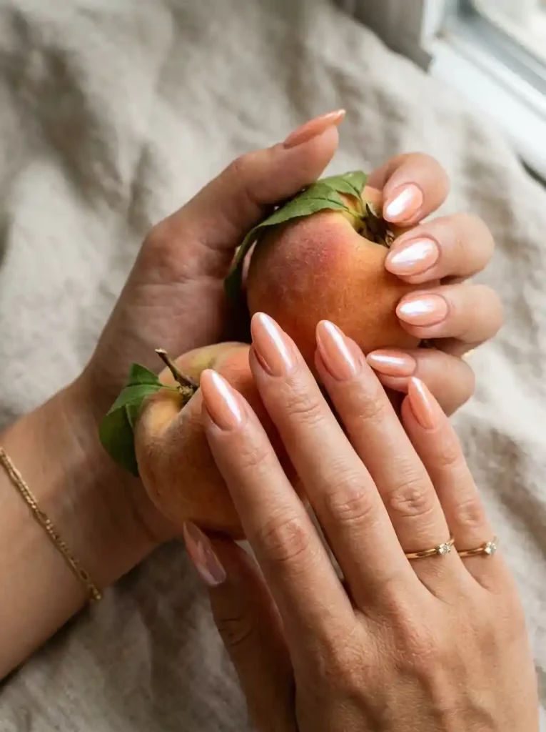 1. Peach Glazed Nails-August Nail Ideas