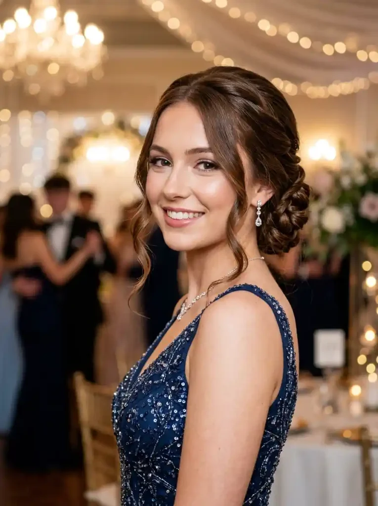 1. Twisted Low Chignon with Face-Framing Waves