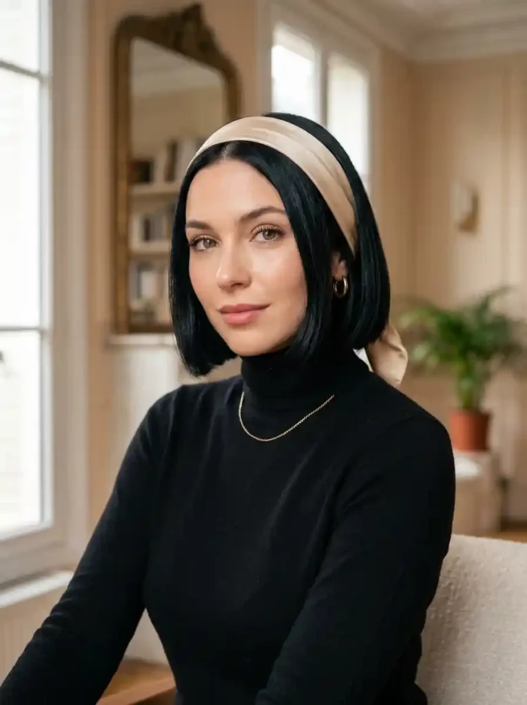 10. Satin Bandana with French Bob