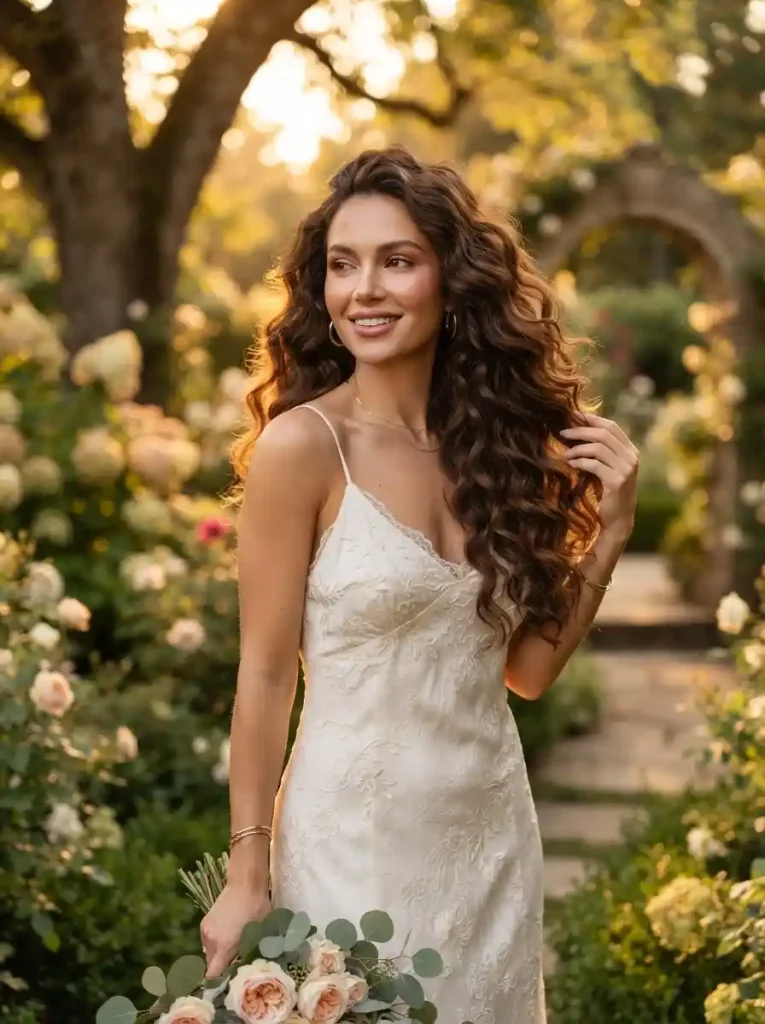 Voluminous loose curls for women.