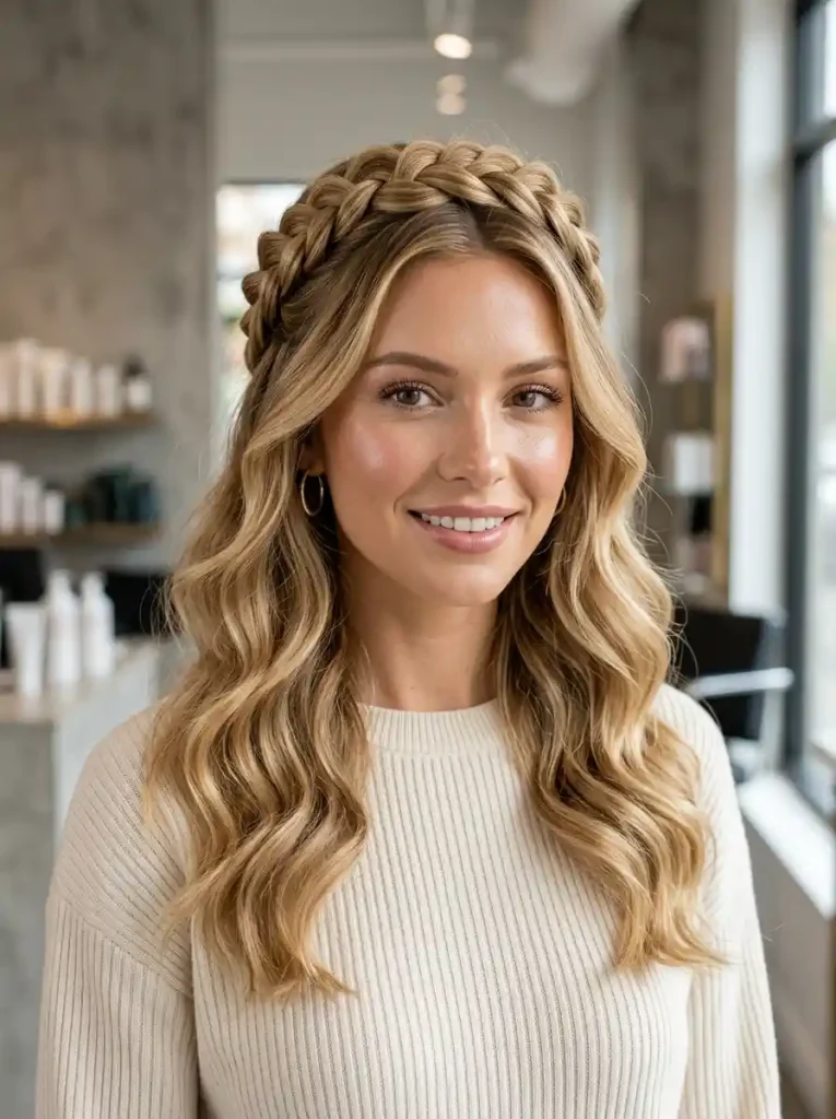 11. Braided Crown Half-Up
