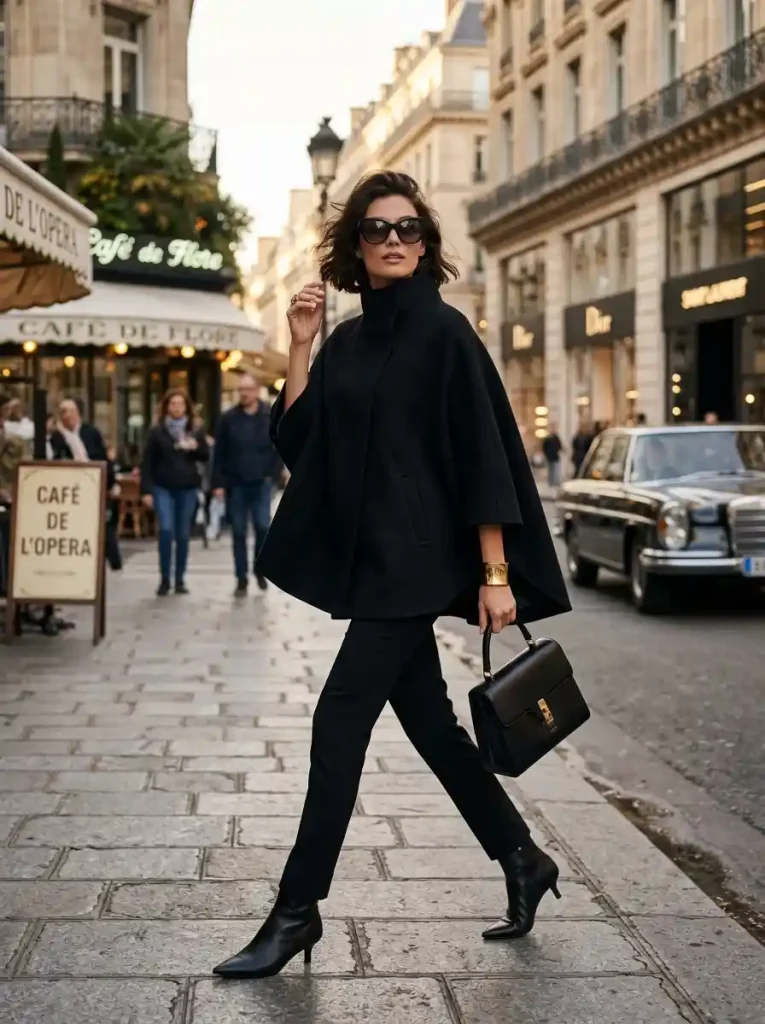 11. Structured Poncho with Slim Pants