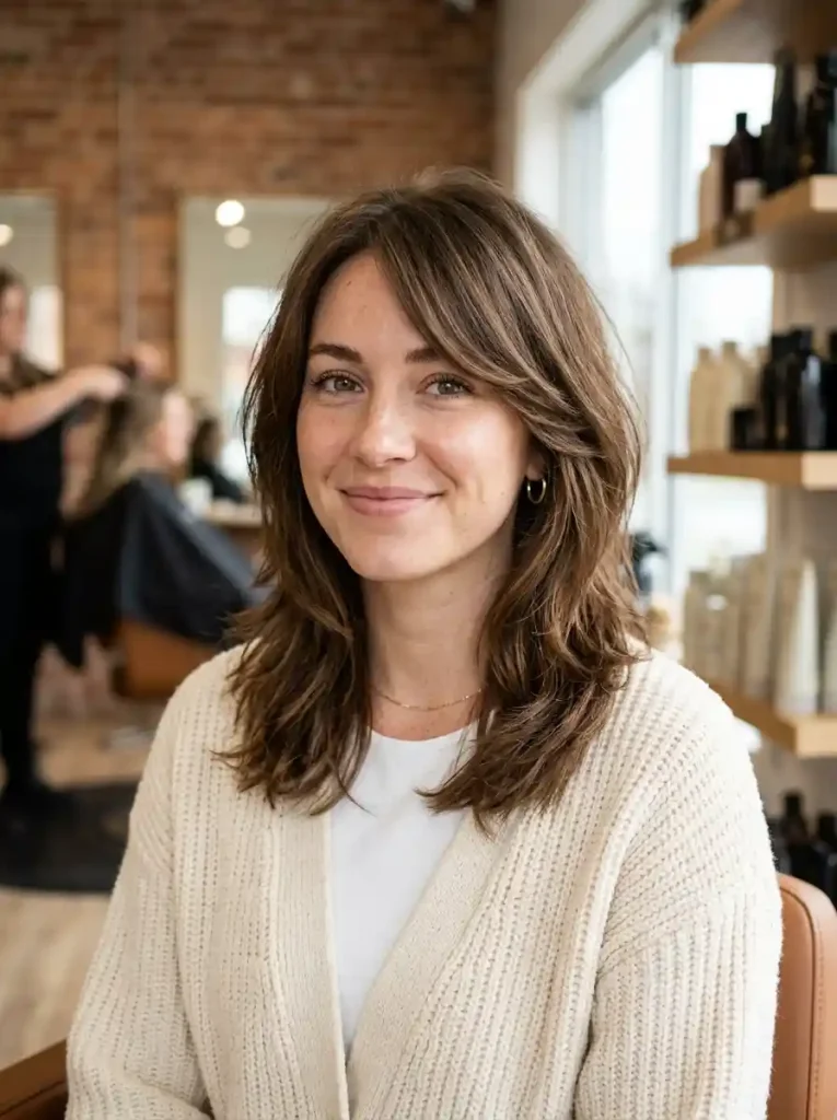 11. Textured Midi Shag with a Side Part