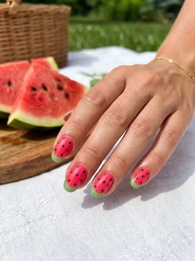 12. Fresh Watermelon Nails