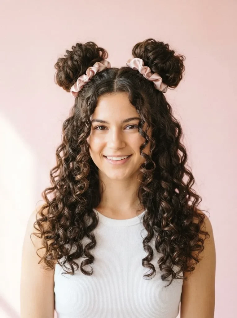 13. Curly Space Buns