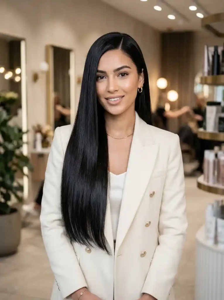 13. Glass Hair with a Deep Side Part