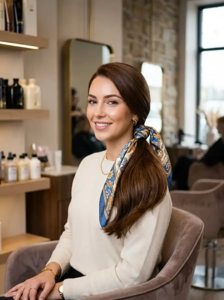 13. Scarf-Wrapped Ponytail