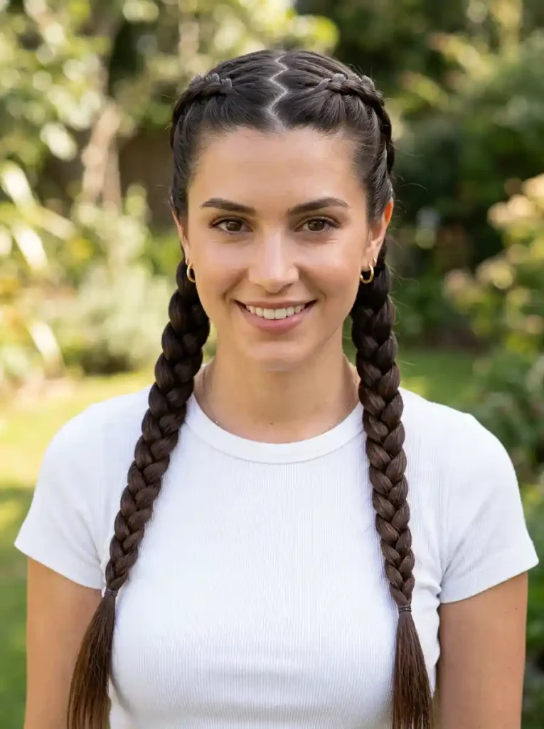 13. Zigzag Part Double Plaits
