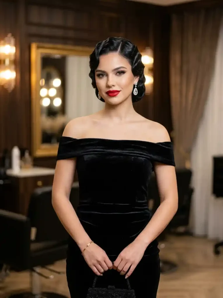 14. Vintage Finger Waves for Medium Hair