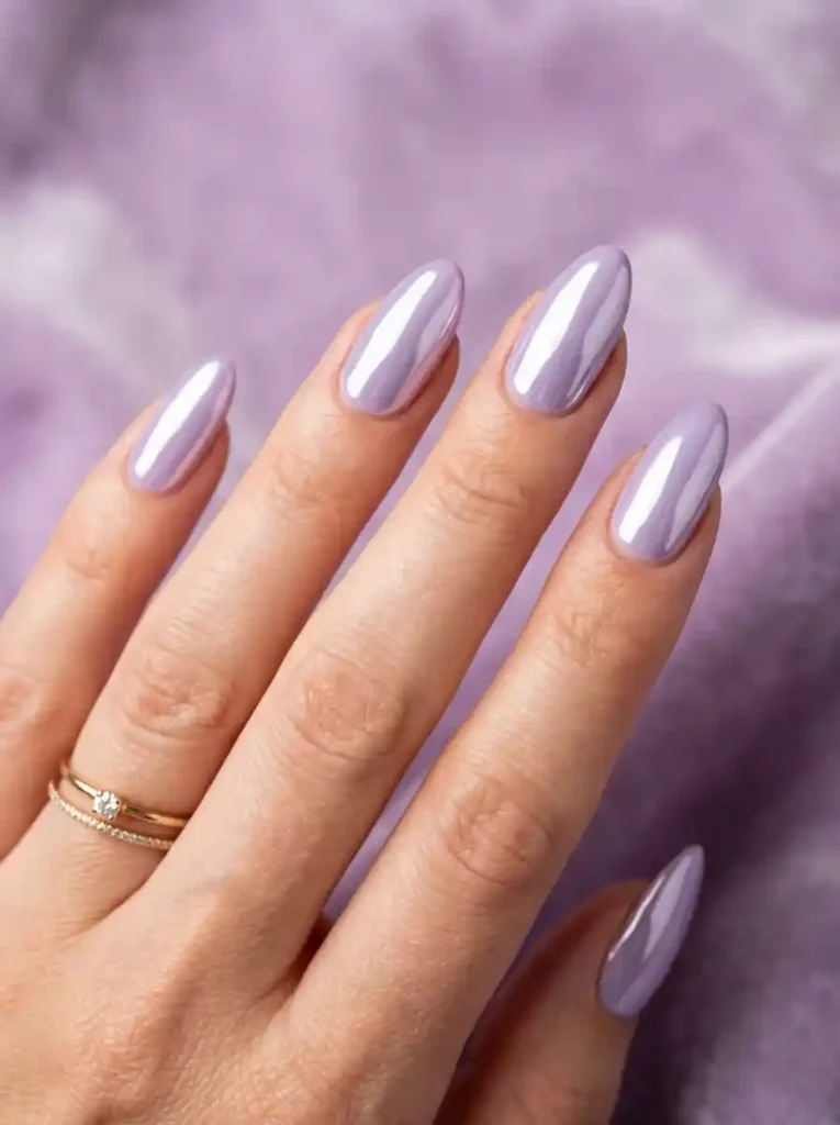 15. Lavender Chrome Nails
