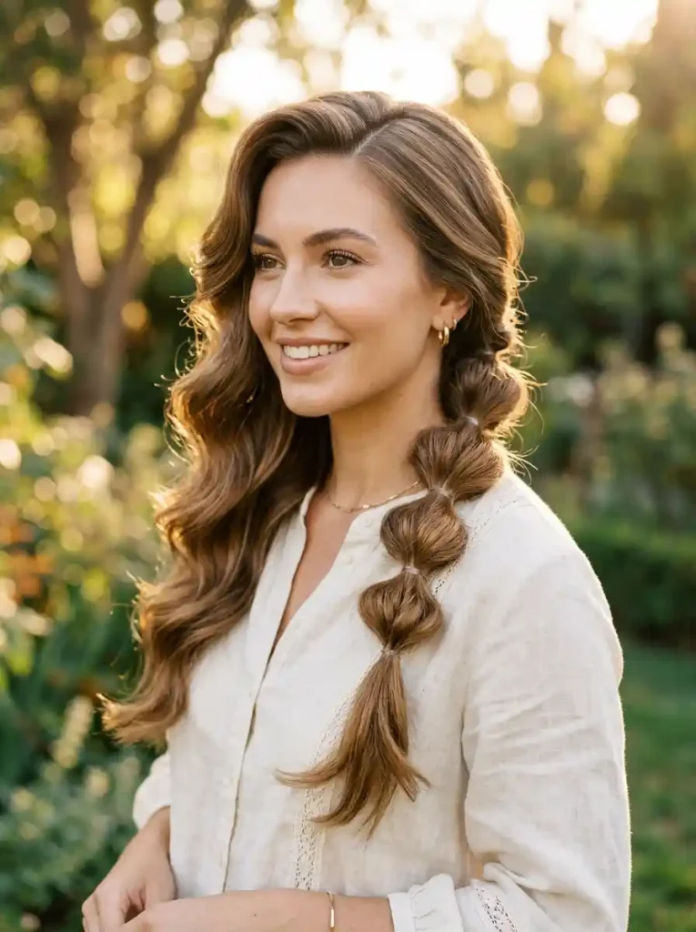 16. Side-Part Bubble Braid