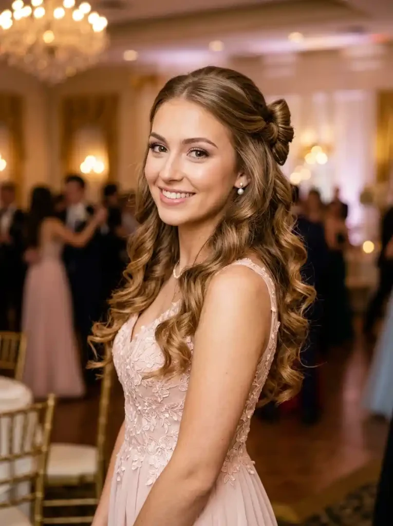 17. Glam Half-Up Bow Twist