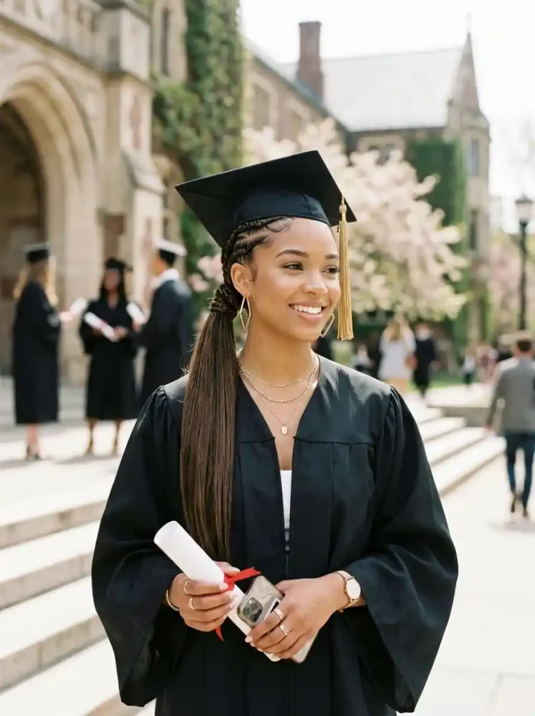 18. Braided Ponytail for a Stylish Graduation Hairstyle