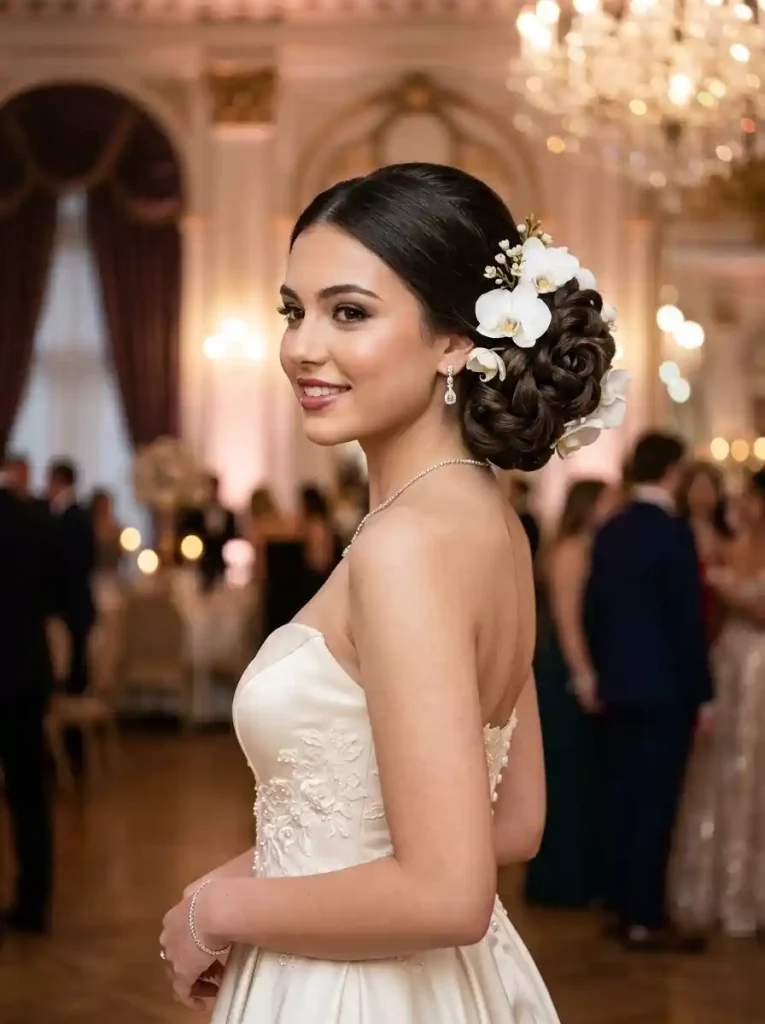18. Elegant Orchid Bun