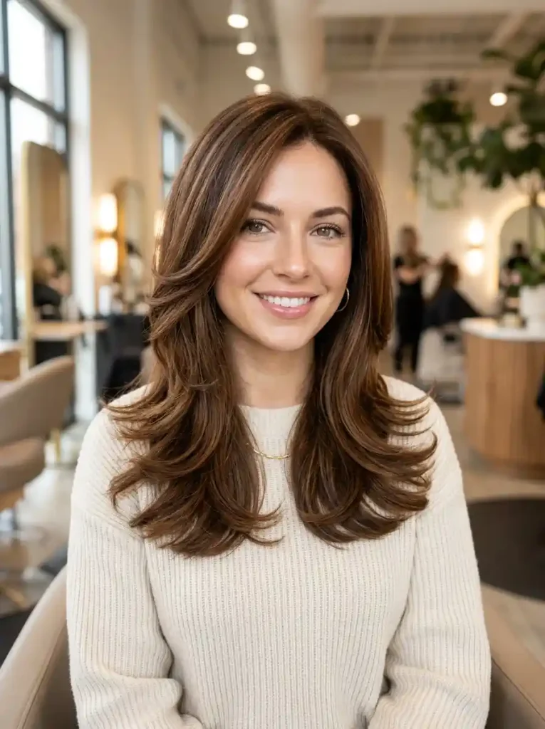 19. Layered Flip Ends with a Side Part