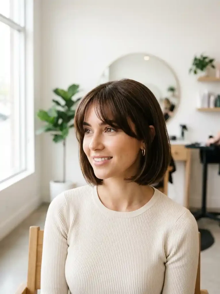 2. Curtain Bangs Bob