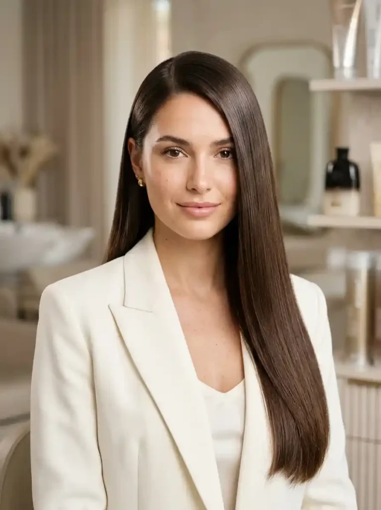 21. Polished Straight Hair with a Side Part