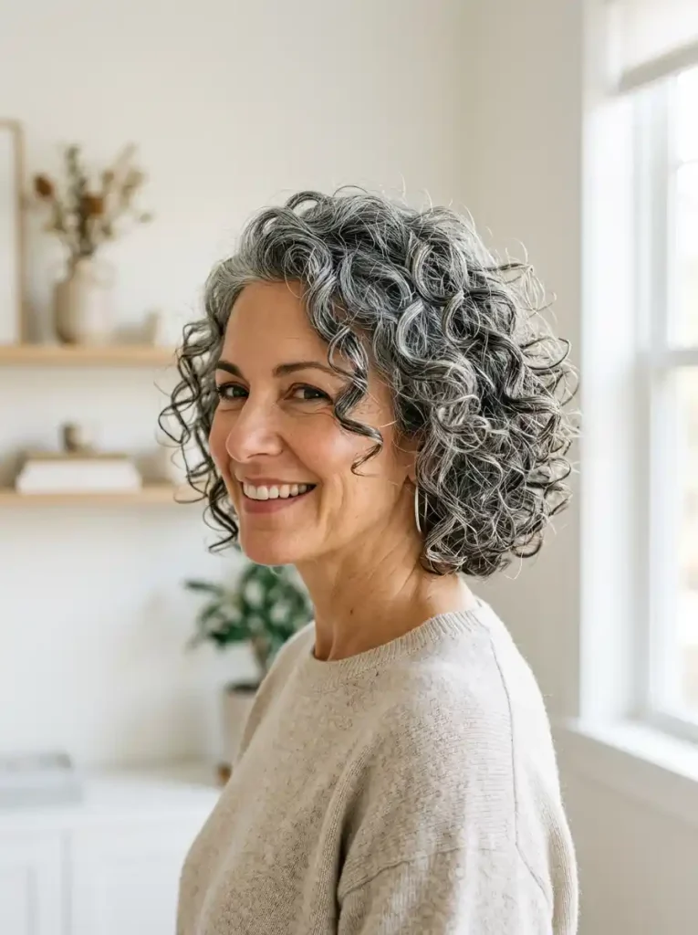 21.Curly Layered Bob
