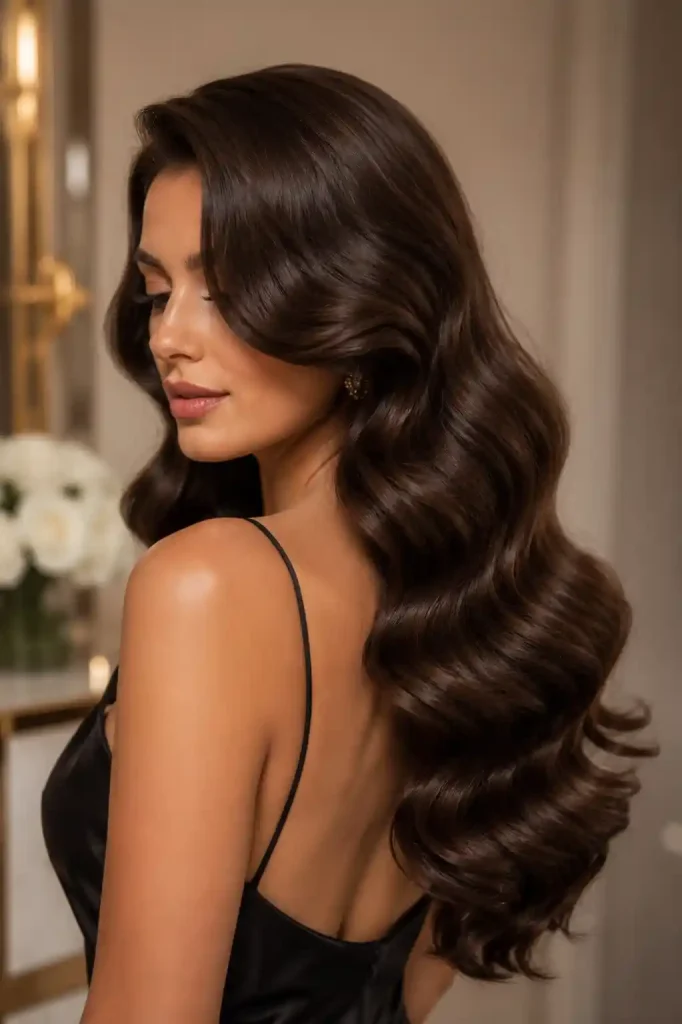 Hollywood-Glam-Waves-hairstyles for round faces