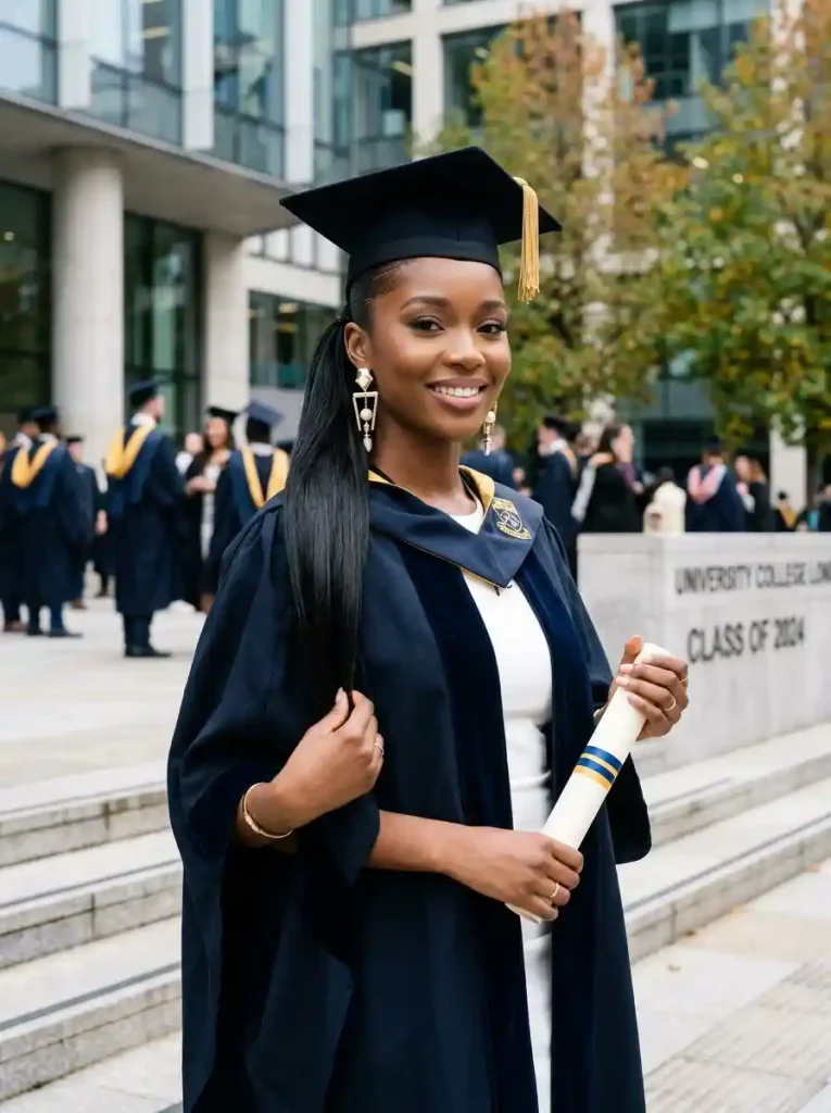22. Slicked Back Ponytail for a Bold Graduation Look
