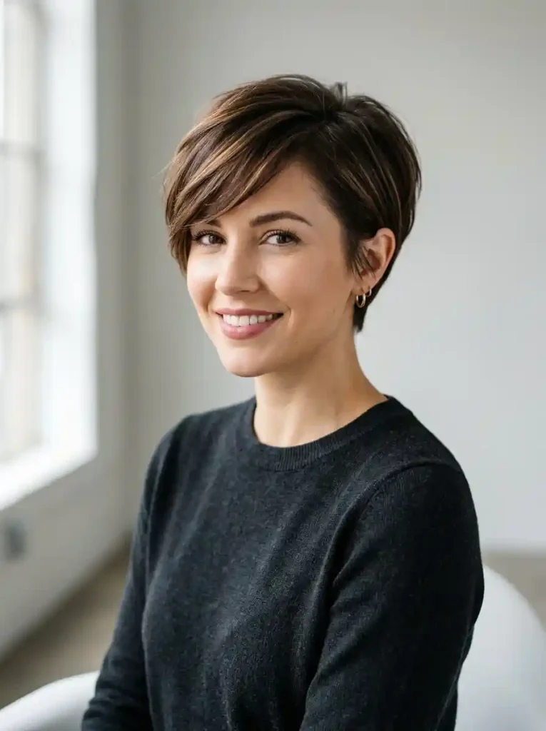 25.Side-Swept Pixie Haircuts for Round Faces