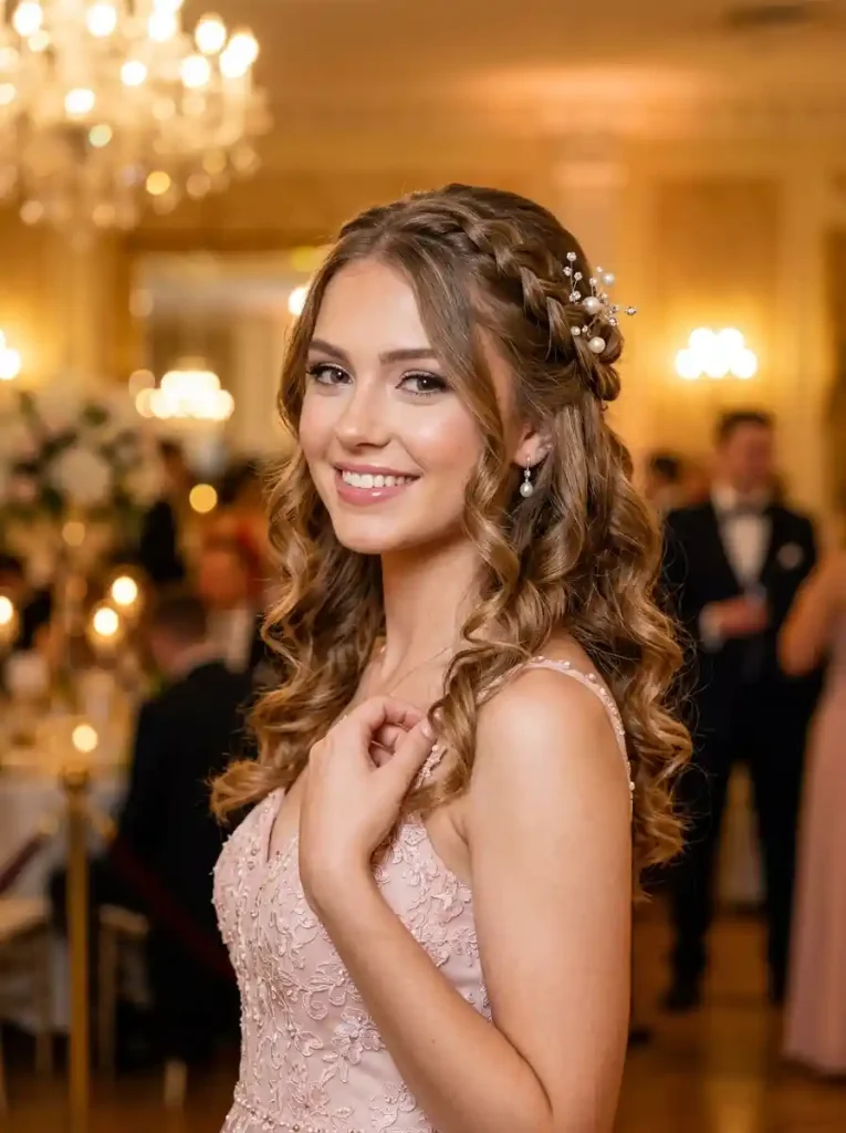 3. Braided Half-Up Prom Hairstyles for medium hair