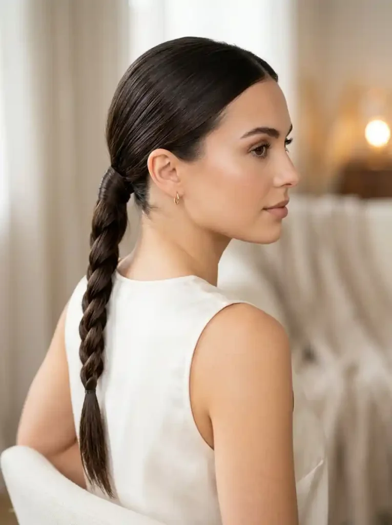 3. Braided Low Ponytail Plait