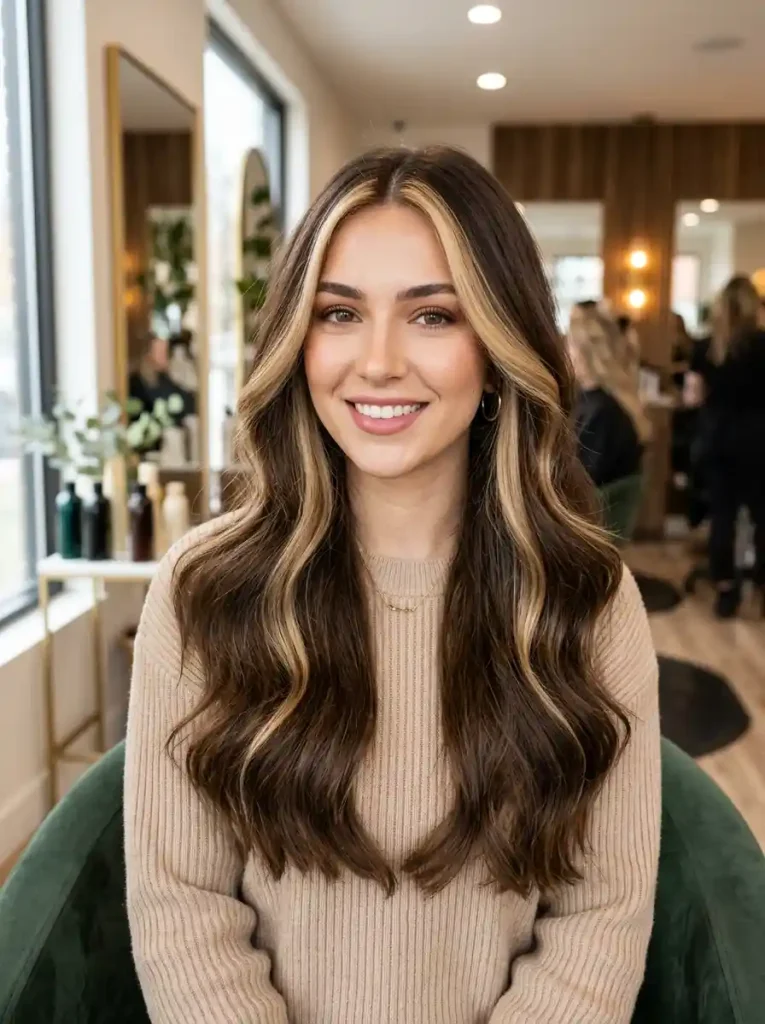 3. Chocolate Brown with Honey Blonde Stripe