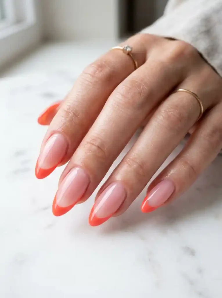 3. Coral French Tips