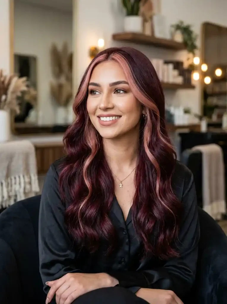 4. Deep Burgundy with Rose Gold Stripe