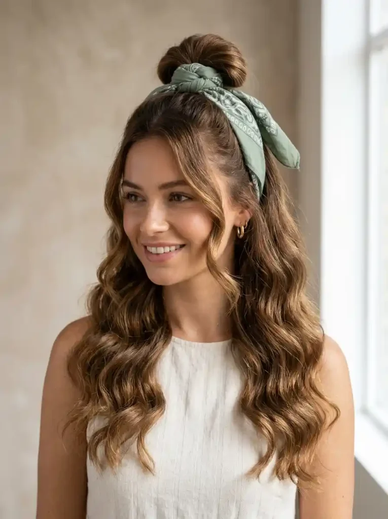 4. Half-Up Bandana Knot