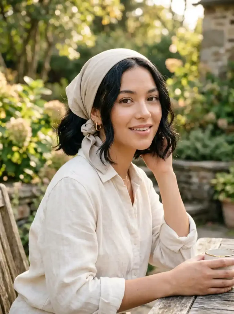 4. Low Knot Bandana with Textured Bob