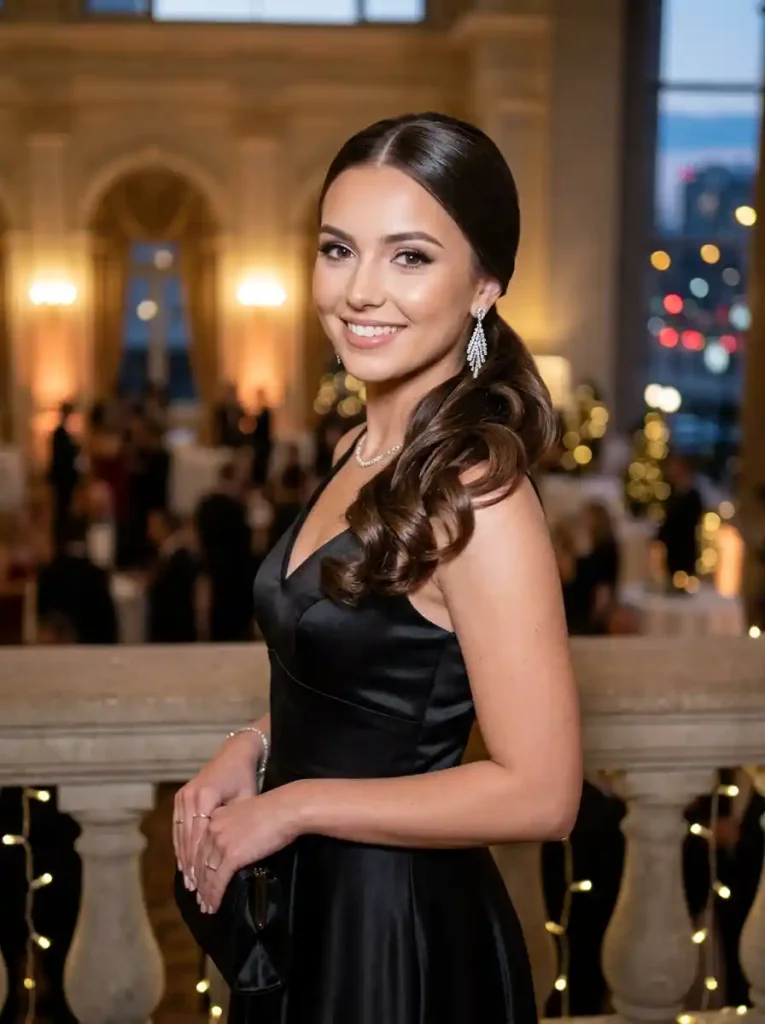 4. Sleek Low Ponytail with Curled Ends