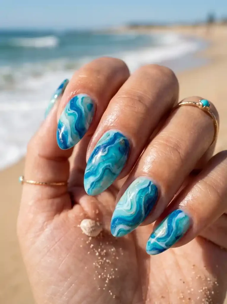5. Ocean Swirl Nails