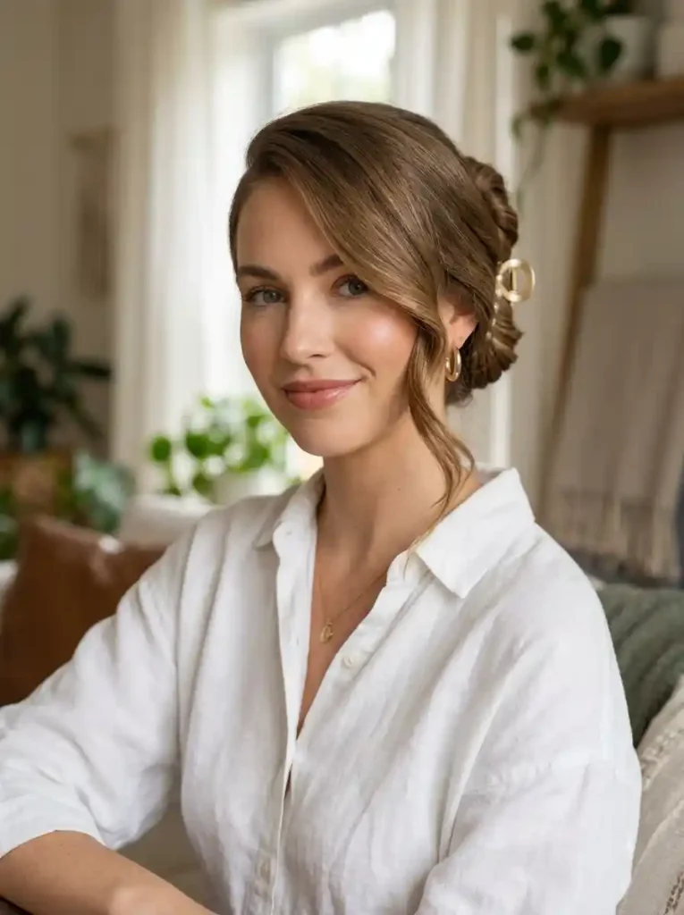 5. Side-Part Claw Clip Twist