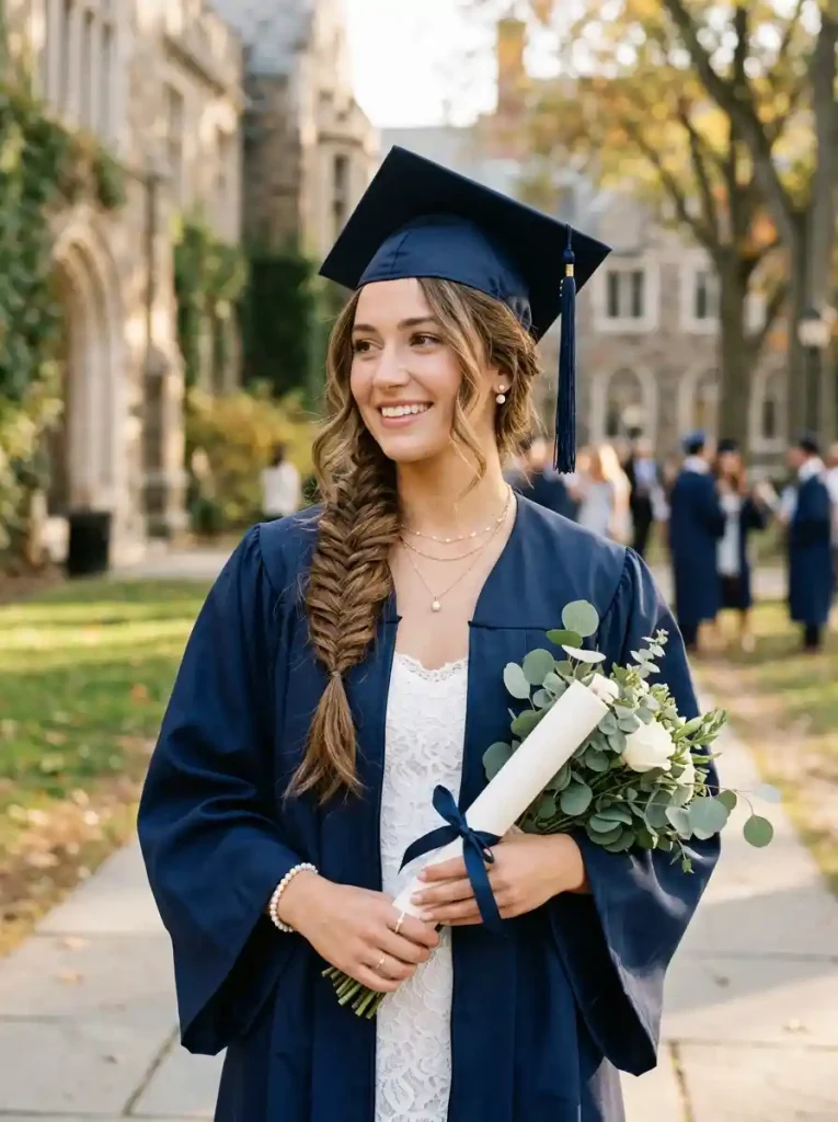 6. Romantic Fishtail Braid for a Beautiful Graduation Look