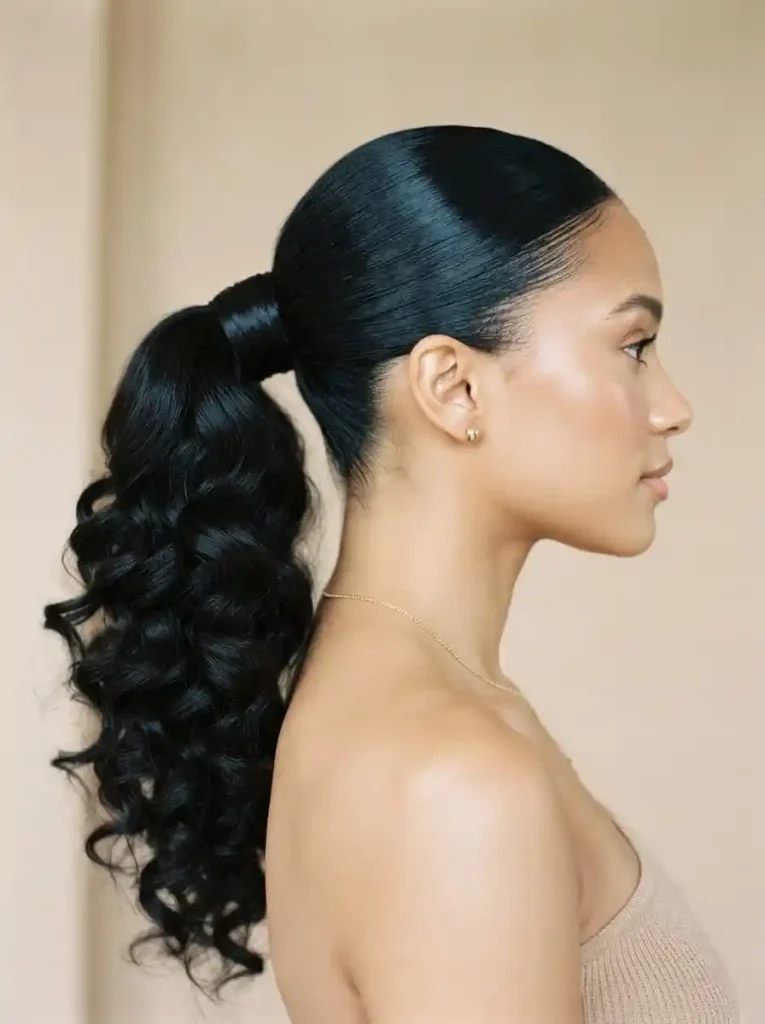 Sleek-Curly-Ponytail