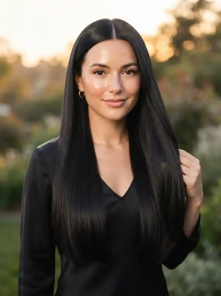 Classic black straight mexico hairstyle for women.