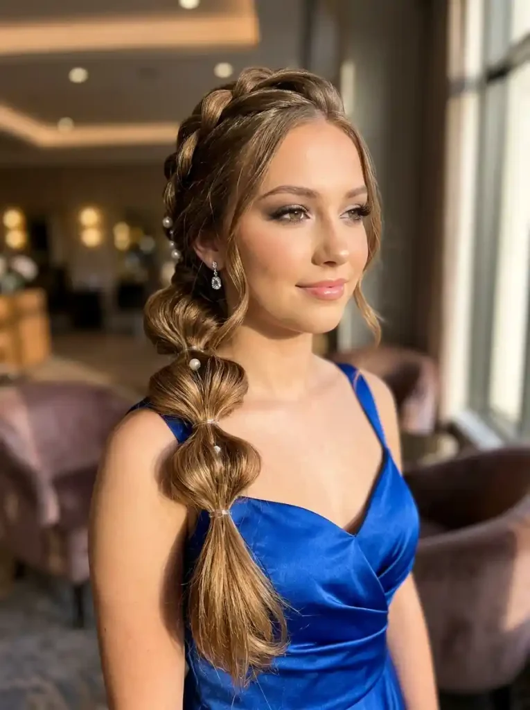 7. Side-Swept Bubble Braid