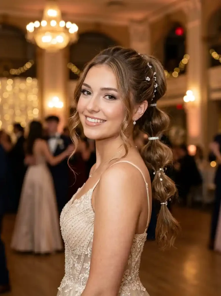 7. Soft Textured Bubble Ponytail