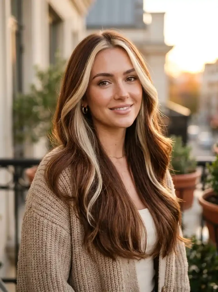 8. Cinnamon Brown with Vanilla Blonde Stripe