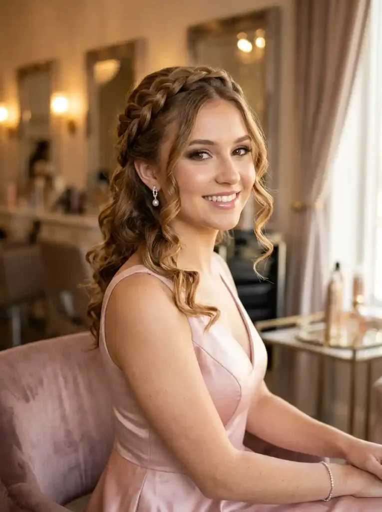 8. Crown Twist with Loose Curls