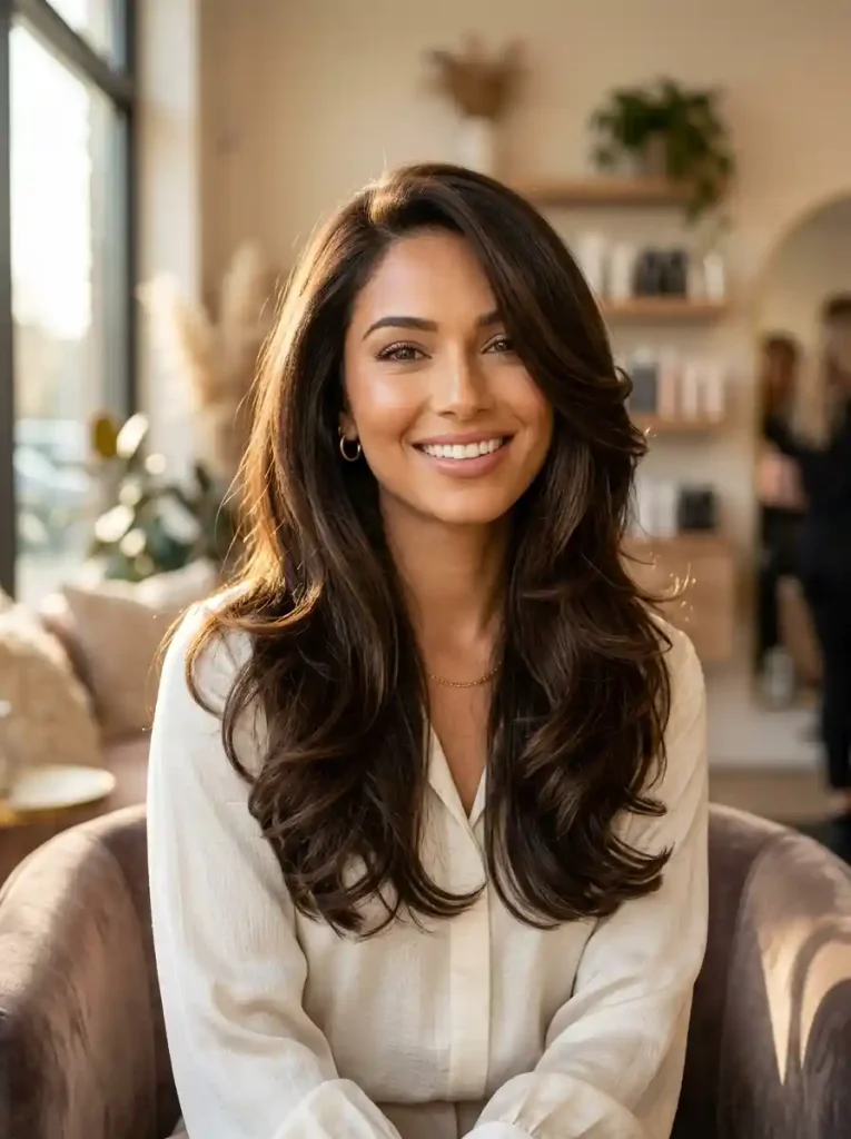 9. Luxe Layered Blowout with a Side Part