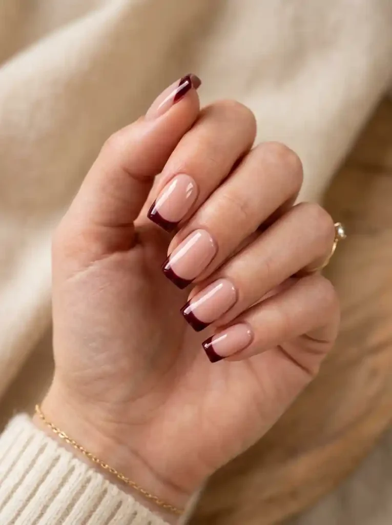17. Burgundy French Tips